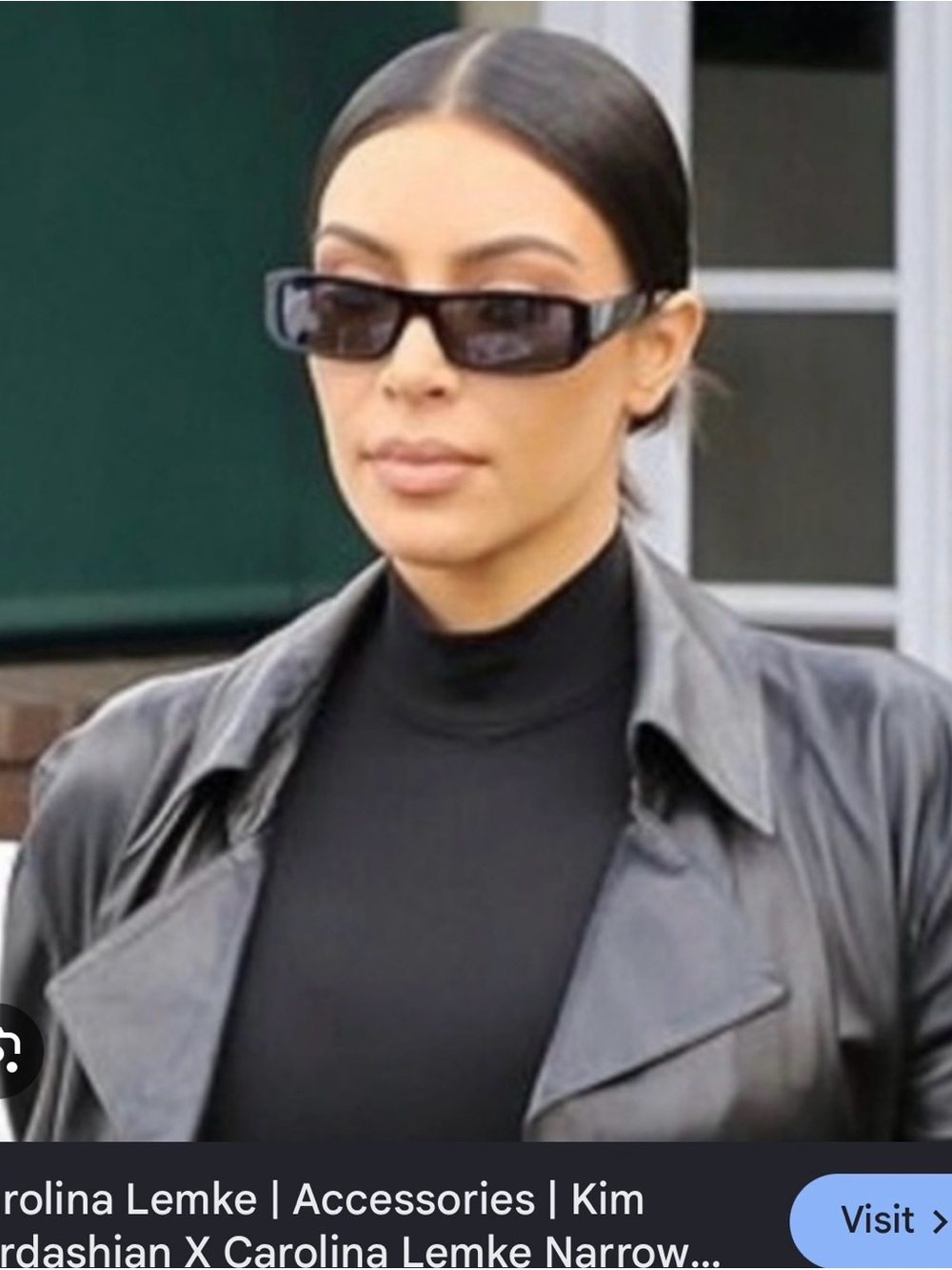 Carolina Lemke x Kim Kardashian collab sunglasses. Narrow rectangular style
